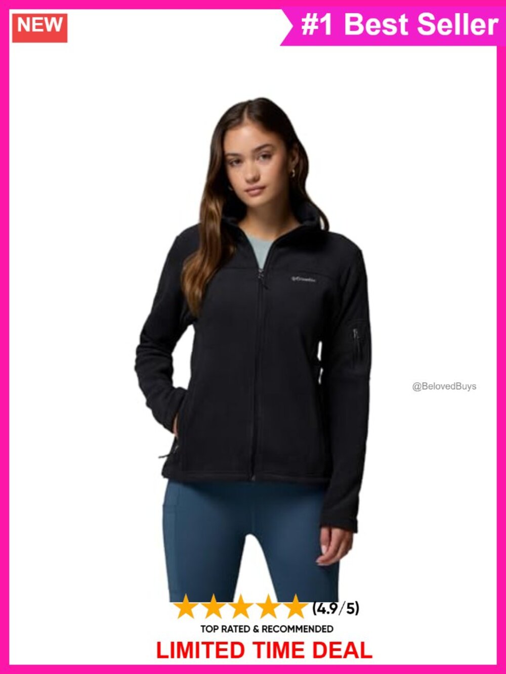 Women's Soft Fleece Full Zip Jacket Collared Outdoor Layer